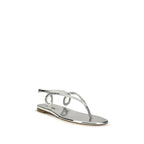 Casadei Silver Calf Leather Bos Taurus Flat Sandals - Zeiniez