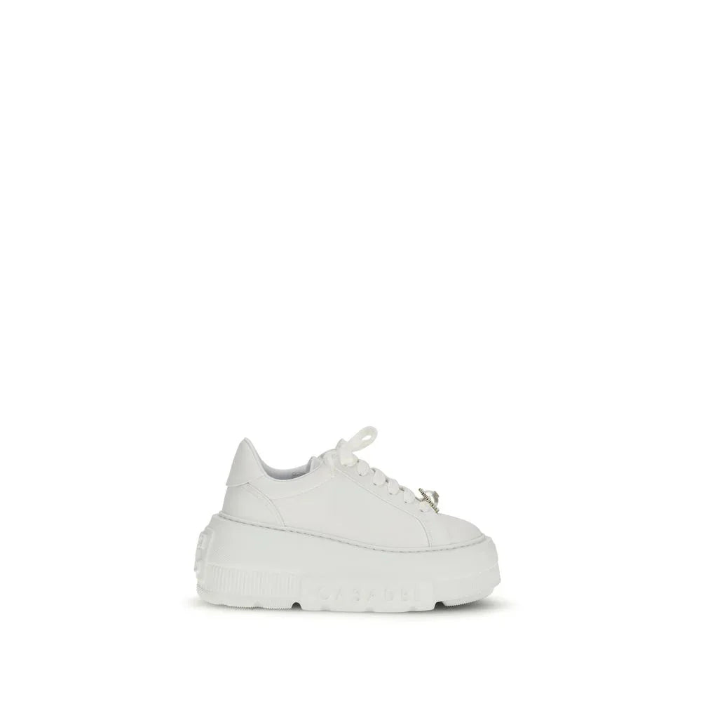 Casadei White Calf Leather Bos Taurus Platform Sneakers - Zeiniez