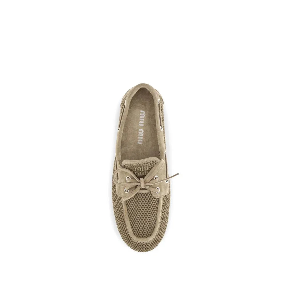 Miu Miu Beige Calf Leather Bos Taurus Slip-On Loafers - Zeiniez
