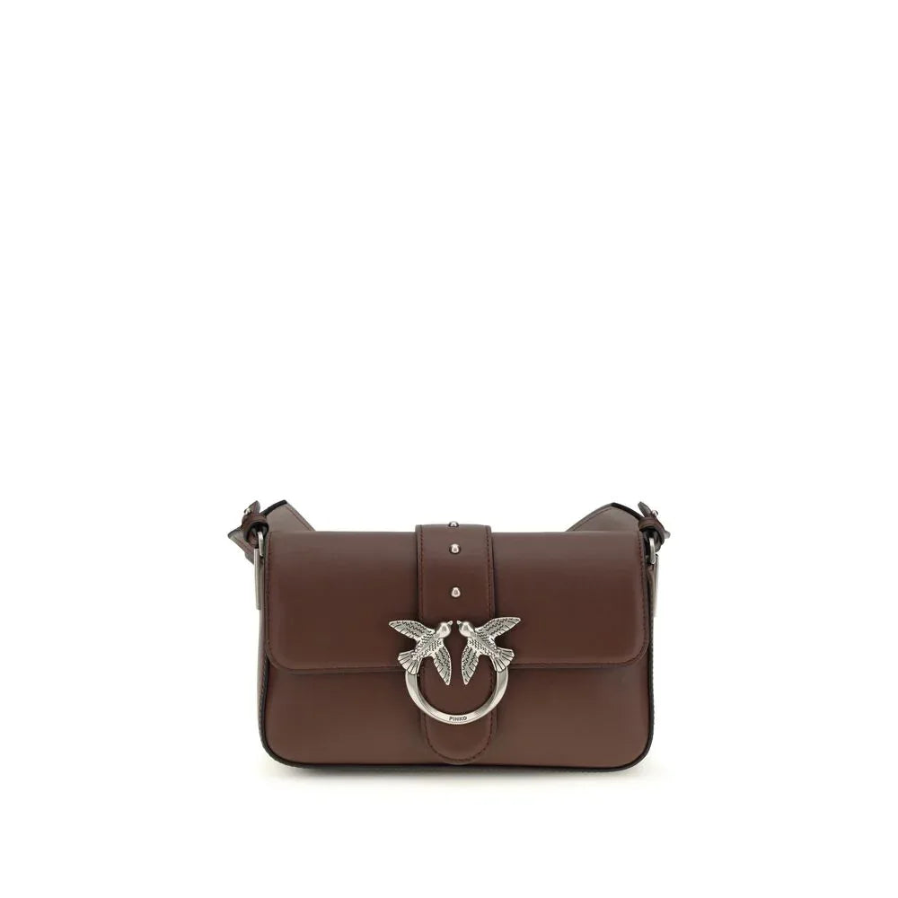 PINKO Brown Calf Leather Bos Taurus Shoulder Bag - Zeiniez