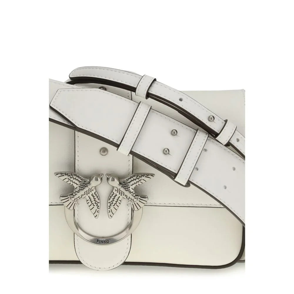 PINKO White Calf Leather Bos Taurus Shoulder Bag - Zeiniez
