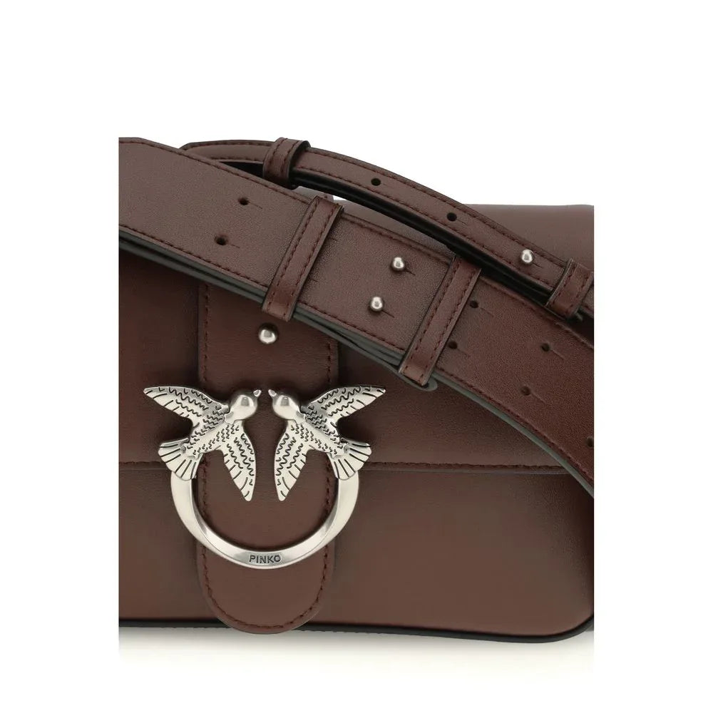 PINKO Brown Calf Leather Bos Taurus Shoulder Bag - Zeiniez