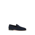 Santoni Blue Calf Leather Bos Taurus Slip-On Loafers - Zeiniez