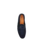 Santoni Blue Calf Leather Bos Taurus Slip-On Loafers - Zeiniez