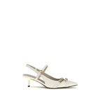 PINKO White Calf Leather Bos Taurus Mid Heel Pumps - Zeiniez