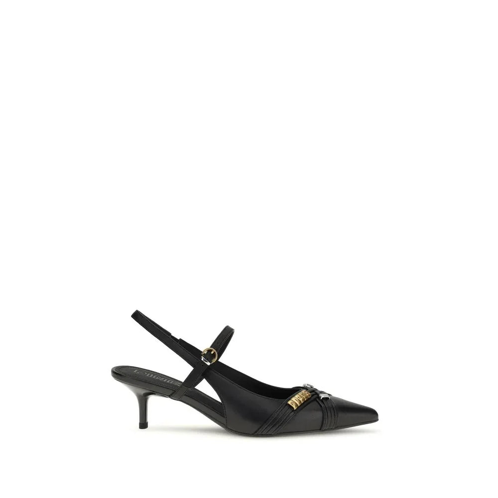 PINKO Black Calf Leather Bos Taurus Mid Heel Pumps - Zeiniez