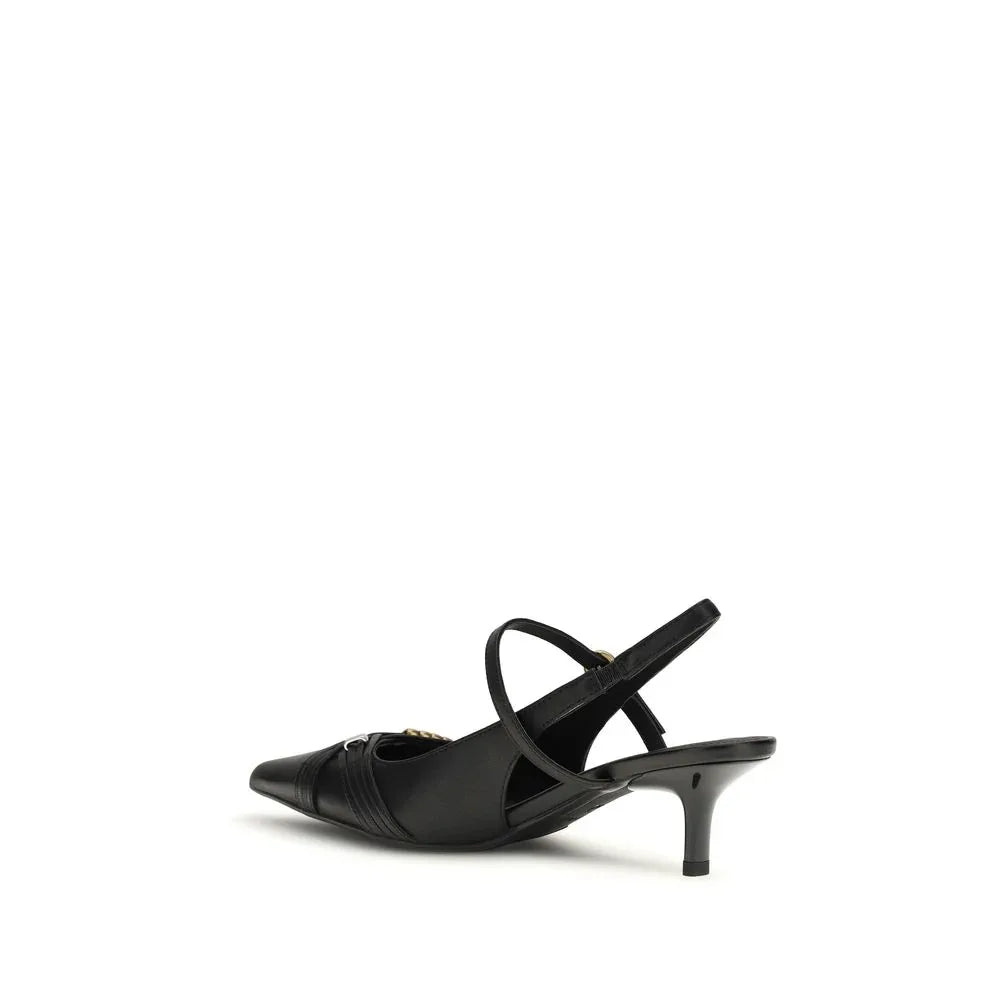 PINKO Black Calf Leather Bos Taurus Mid Heel Pumps - Zeiniez