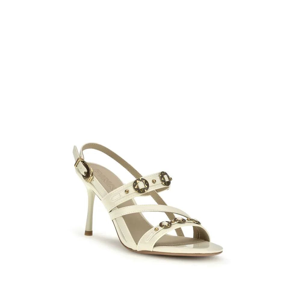 PINKO Beige Calf Leather Bos Taurus Stiletto Heel Sandals - Zeiniez