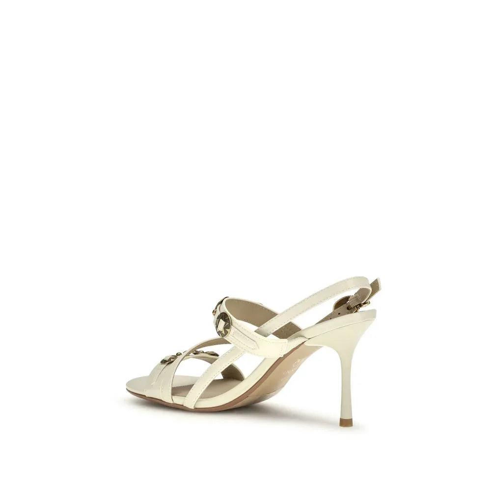 PINKO Beige Calf Leather Bos Taurus Stiletto Heel Sandals - Zeiniez