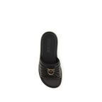 PINKO Black Calf Leather Bos Taurus Slides - Zeiniez