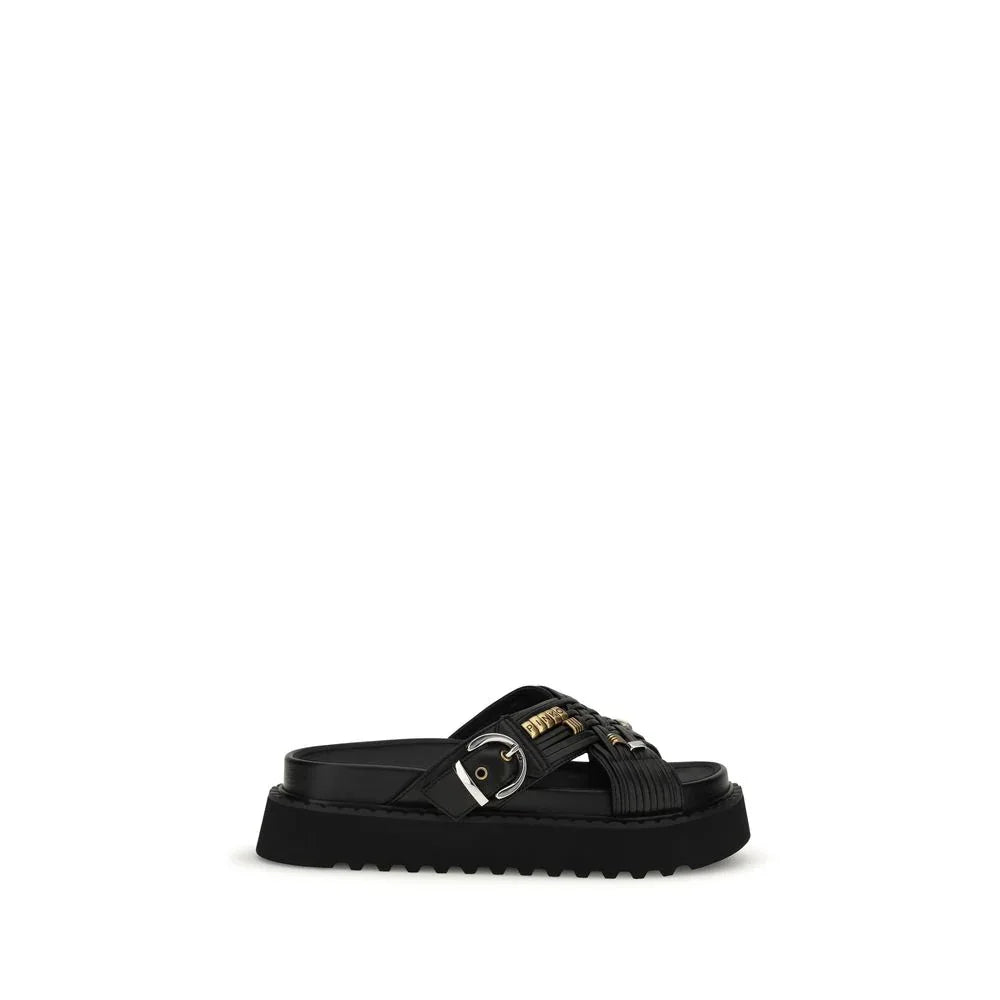 PINKO Black Goatskin Platform Sandals - Zeiniez
