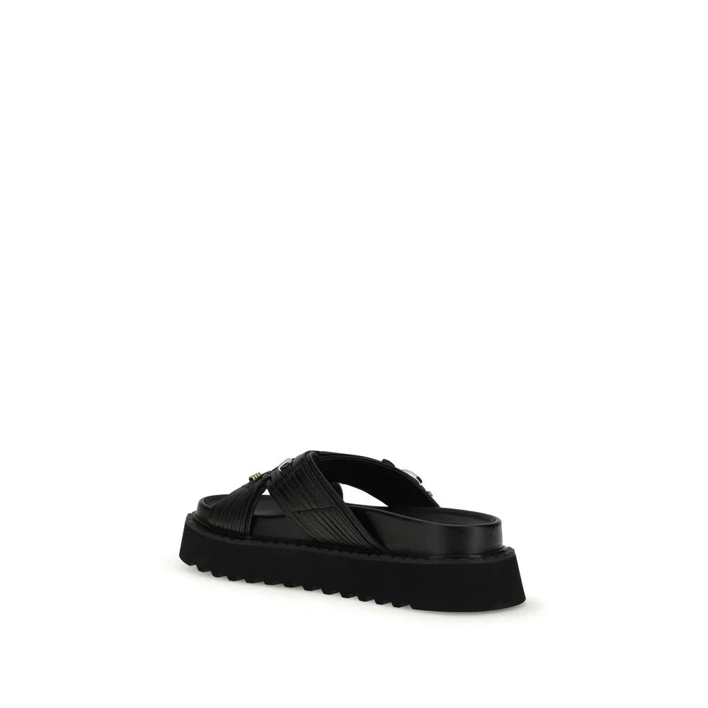 PINKO Black Goatskin Platform Sandals - Zeiniez