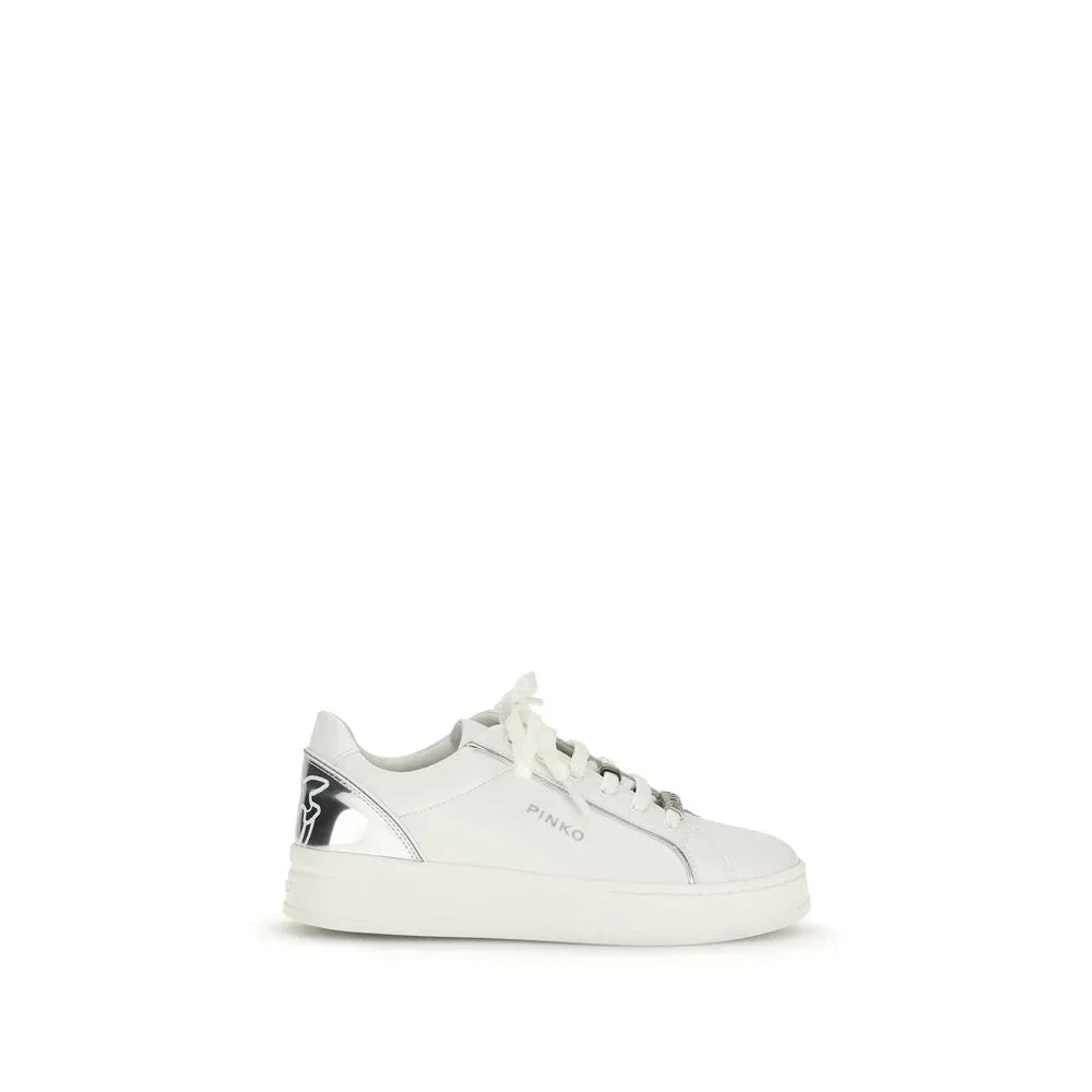 PINKO White Calf Leather Bos Taurus Low Top Sneakers - Zeiniez