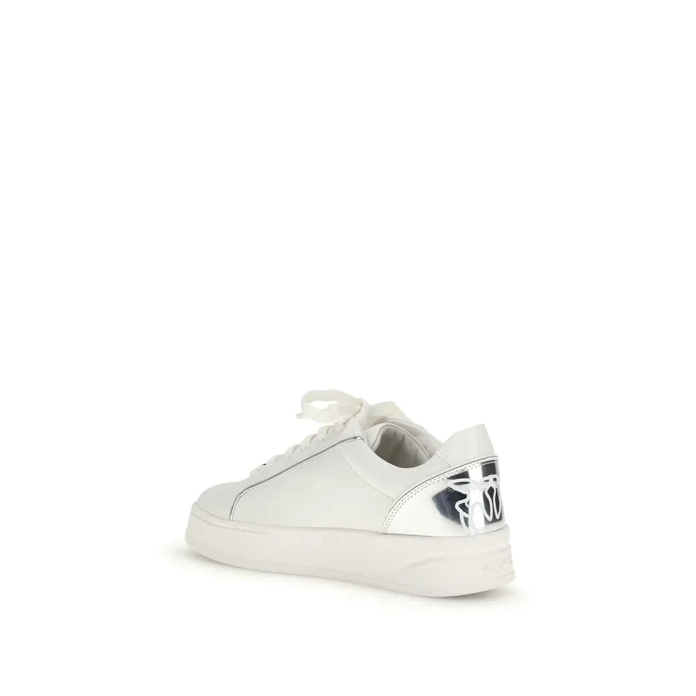 PINKO White Calf Leather Bos Taurus Low Top Sneakers - Zeiniez