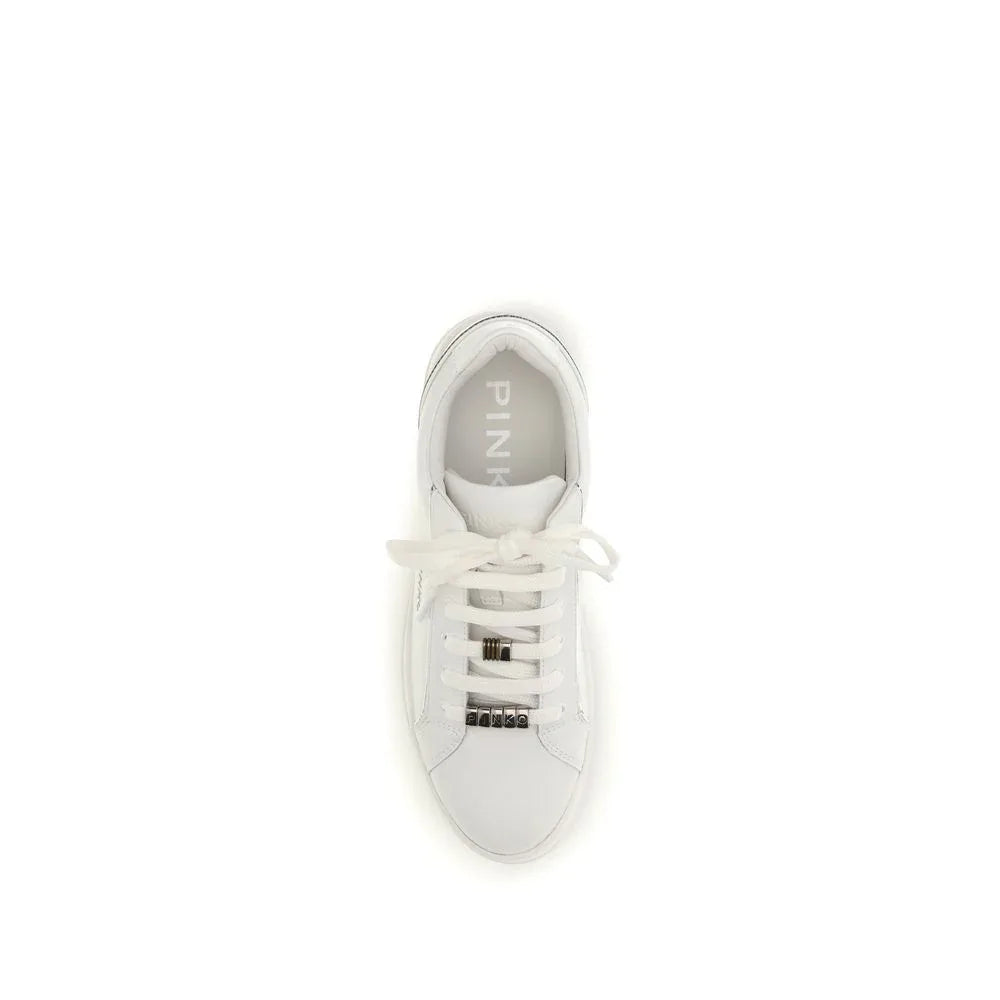 PINKO White Calf Leather Bos Taurus Low Top Sneakers - Zeiniez