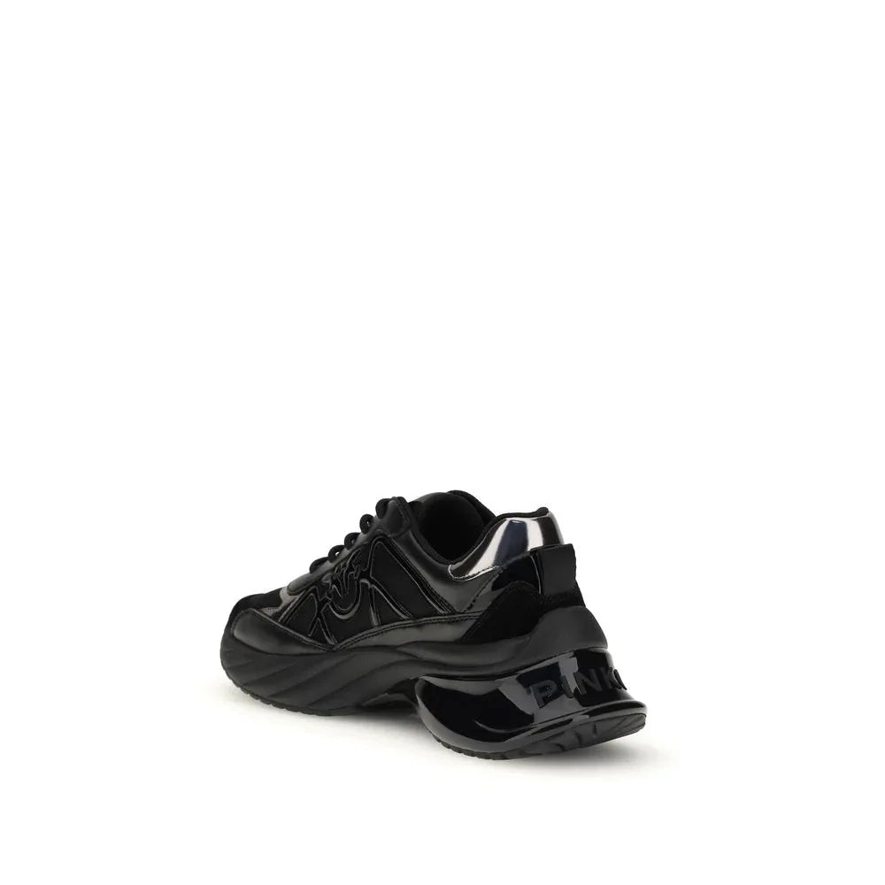 PINKO Black Calf Leather Bos Taurus Chunky Sneakers - Zeiniez