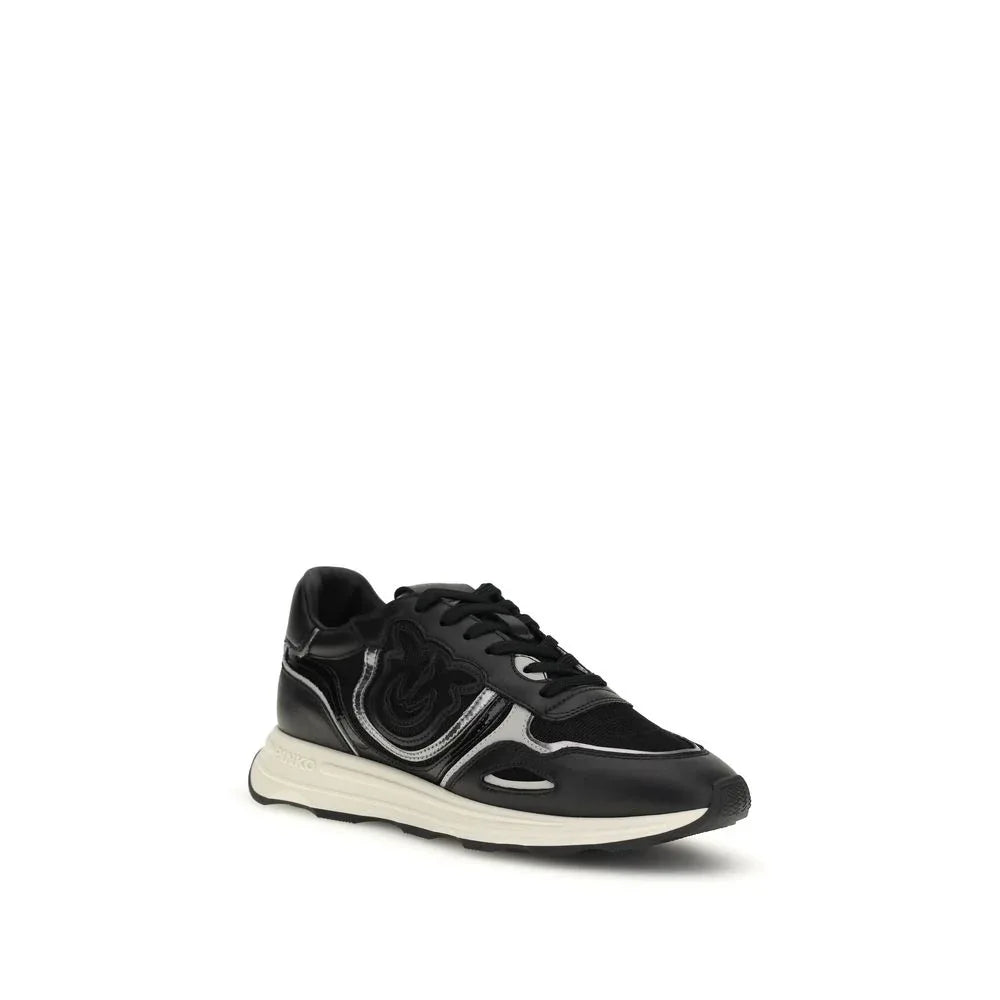 PINKO Black Calf Leather Bos Taurus Athletic Sneakers - Zeiniez