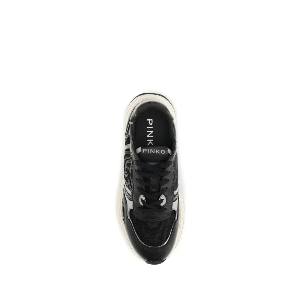 PINKO Black Calf Leather Bos Taurus Athletic Sneakers - Zeiniez