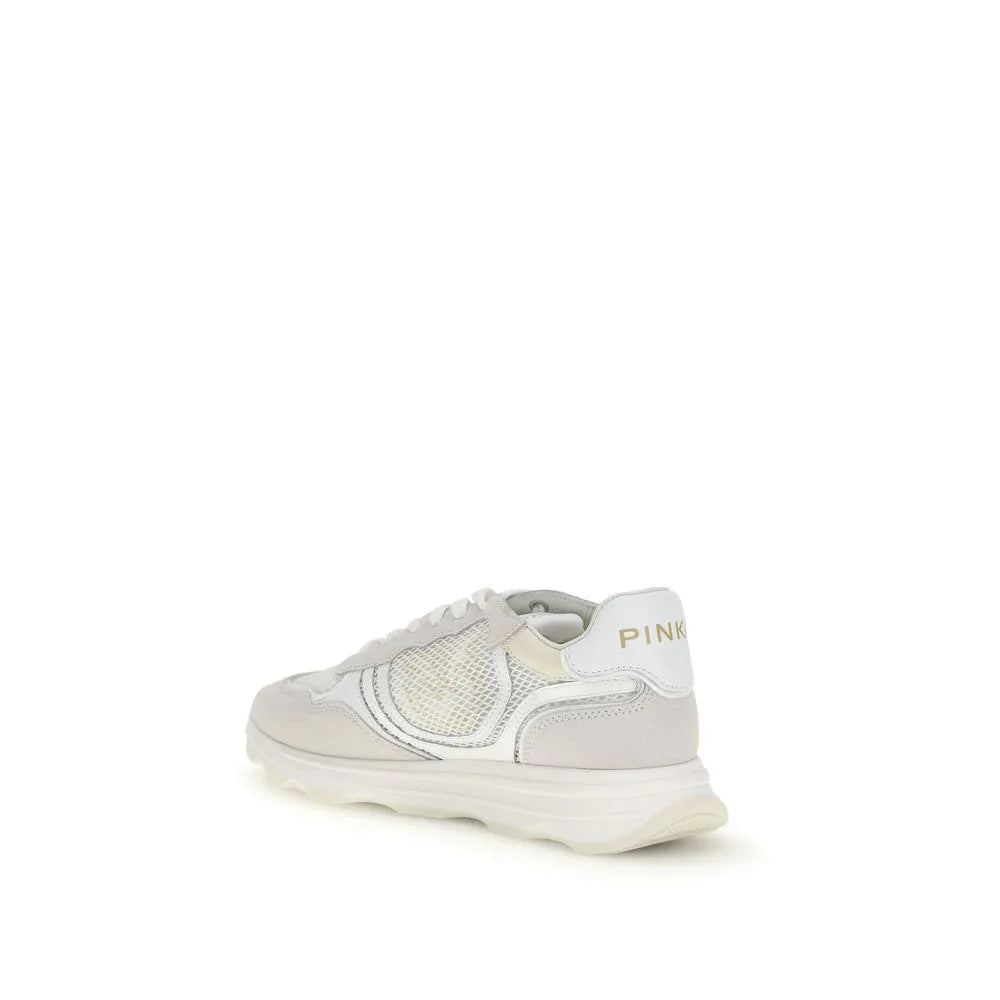 PINKO White Calf Leather Bos Taurus Athletic Sneakers - Zeiniez