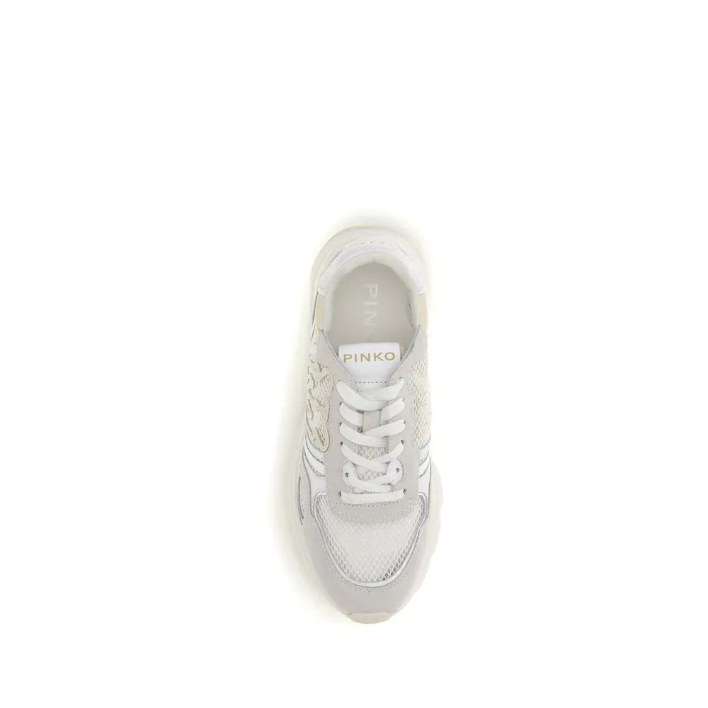PINKO White Calf Leather Bos Taurus Athletic Sneakers - Zeiniez