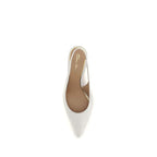 Santoni White Calf Leather Bos Taurus Mid Heel Pumps - Zeiniez