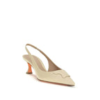 Santoni Beige Calf Leather Bos Taurus Mid Heel Pumps - Zeiniez