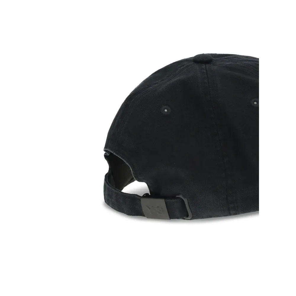Y-3 Black Cotton Cap (Baseball Hat) - Zeiniez