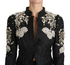 Dolce & Gabbana Black Jacquard Crystal Floral Jacket - Zeiniez