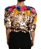 Dolce & Gabbana Crystal Sequined Floral Jacket Coat - Zeiniez
