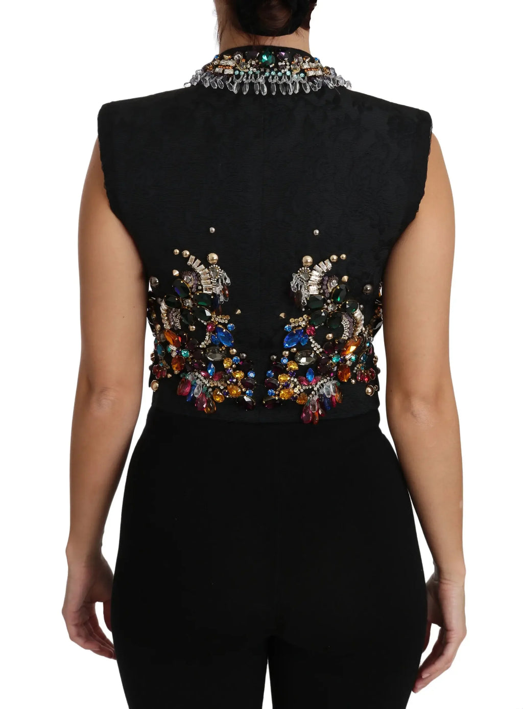 Dolce & Gabbana Black Crystal Sicily Vest Waistcoat - Zeiniez