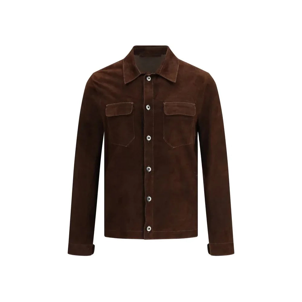 Salvatore Santoro Brown Calf Leather Bos Taurus Bomber - Zeiniez