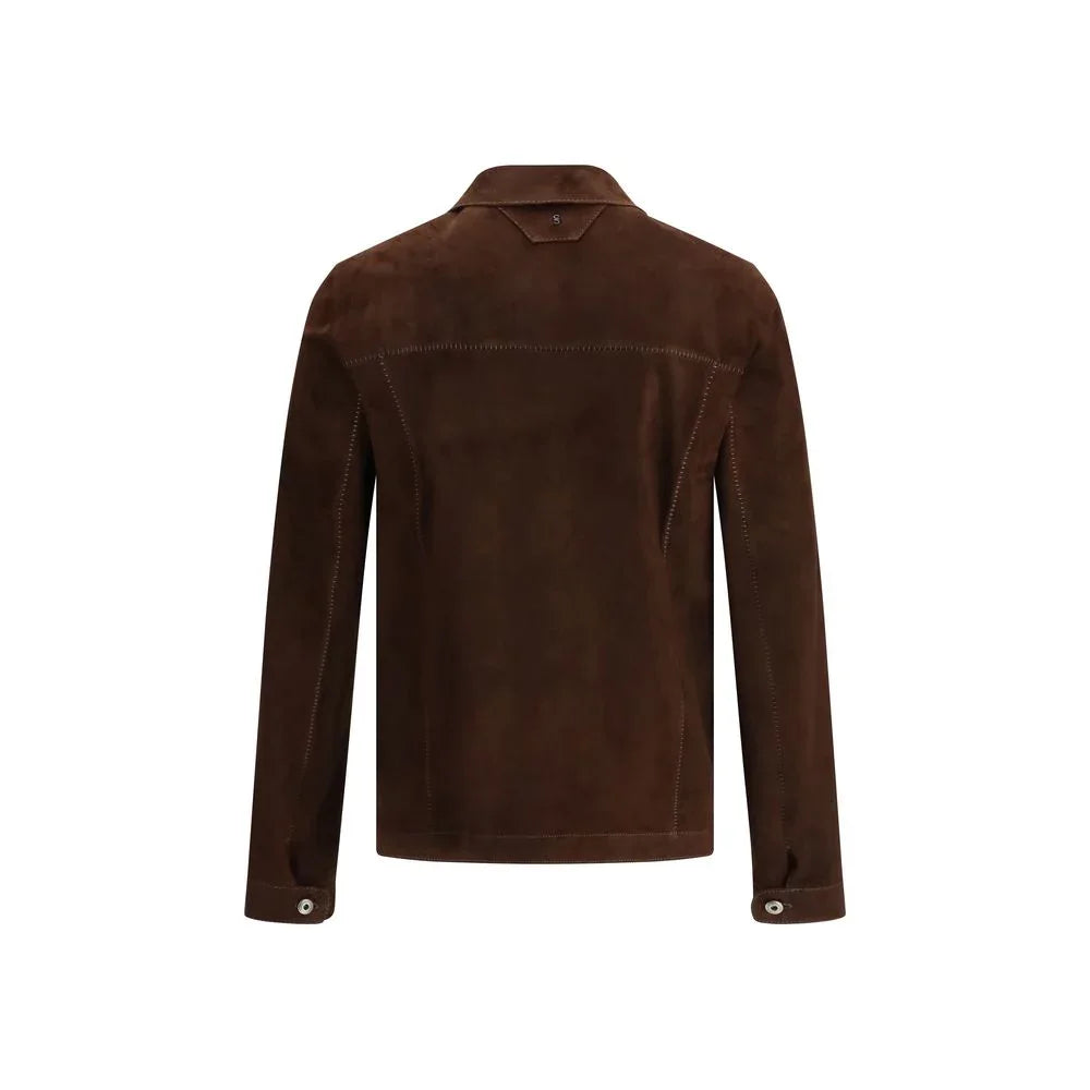Salvatore Santoro Brown Calf Leather Bos Taurus Bomber - Zeiniez