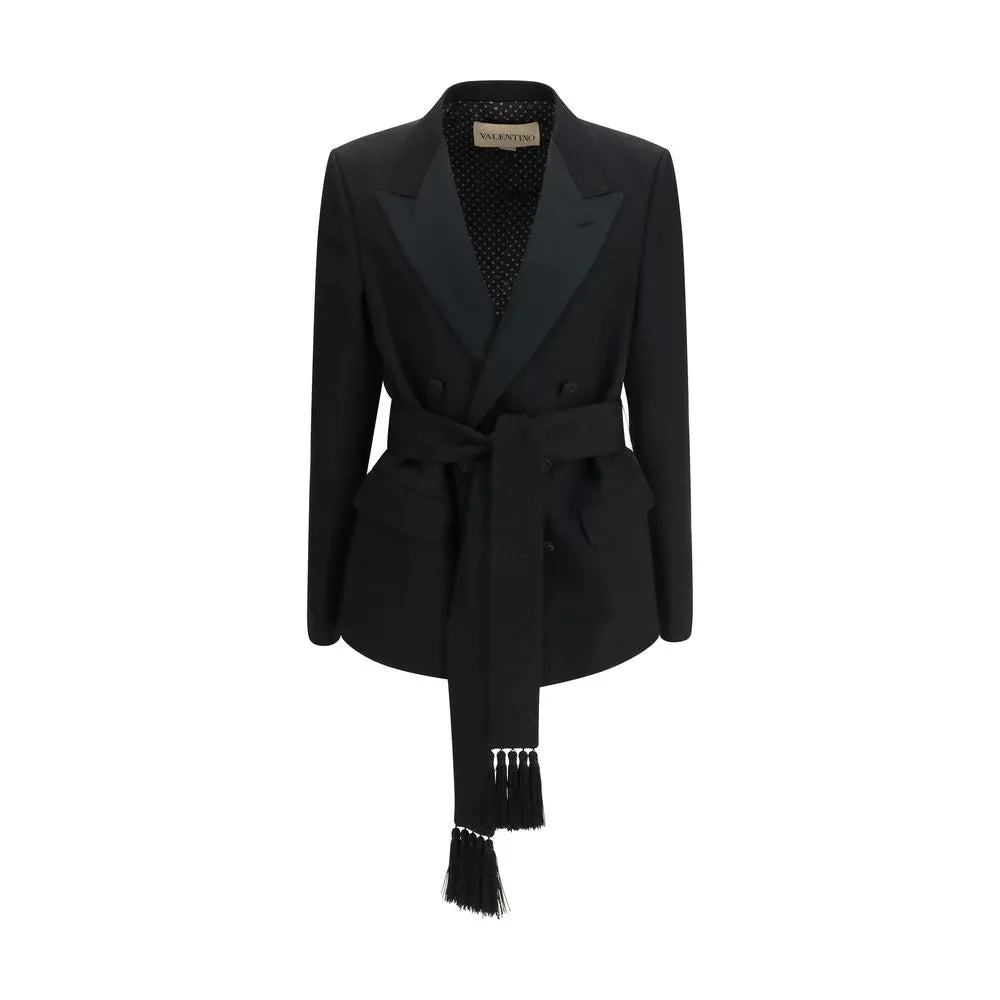 Valentino Black Fleece Wool Blazer - Zeiniez