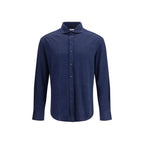 Brunello Cucinelli Blue Linen Dress Shirt - Zeiniez