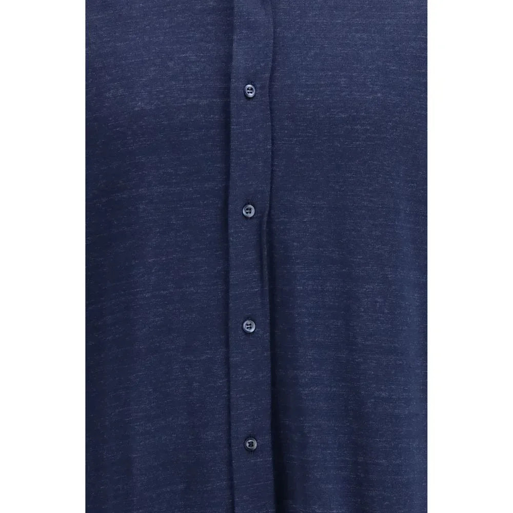 Brunello Cucinelli Blue Linen Dress Shirt - Zeiniez