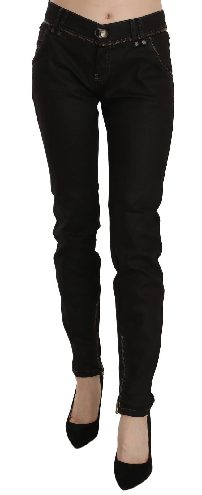 John Galliano Cotton Black Mid Waist Skinny Denim Jeans - Zeiniez