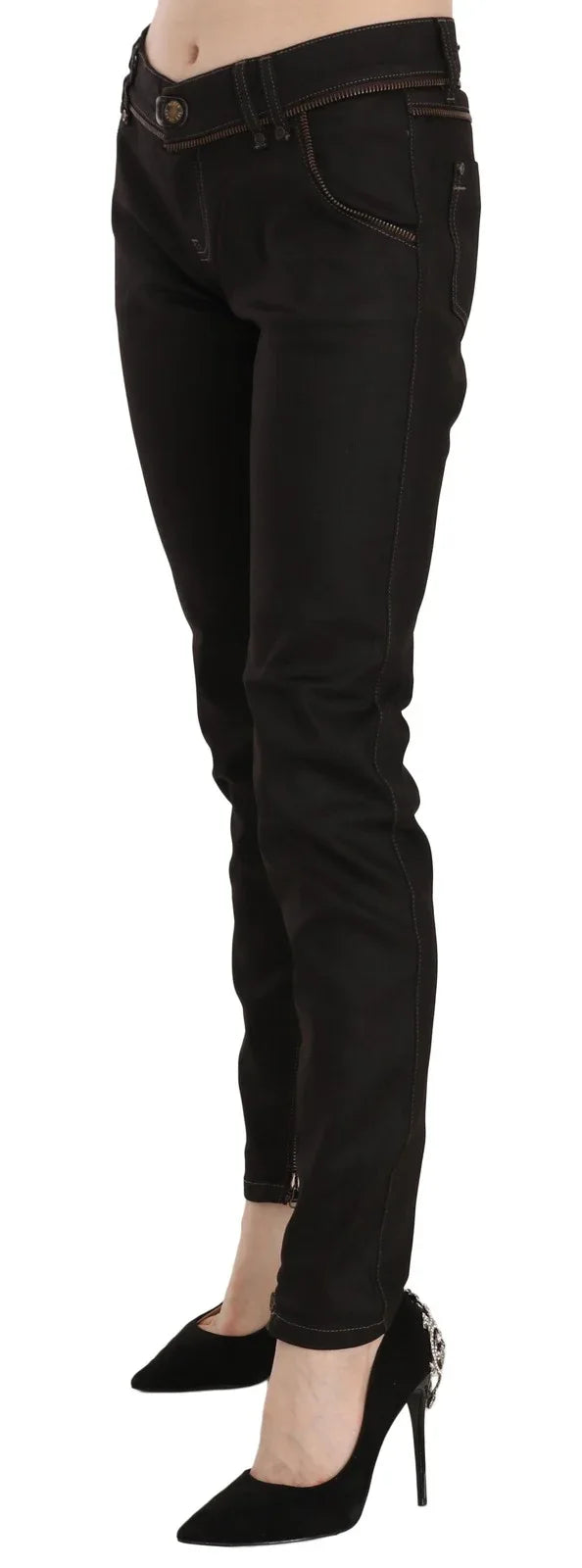 John Galliano Cotton Black Mid Waist Skinny Denim Jeans - Zeiniez