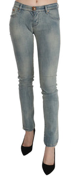PLEIN SUD Light Blue Washed Mid Waist Skinny Denim Jeans - Zeiniez