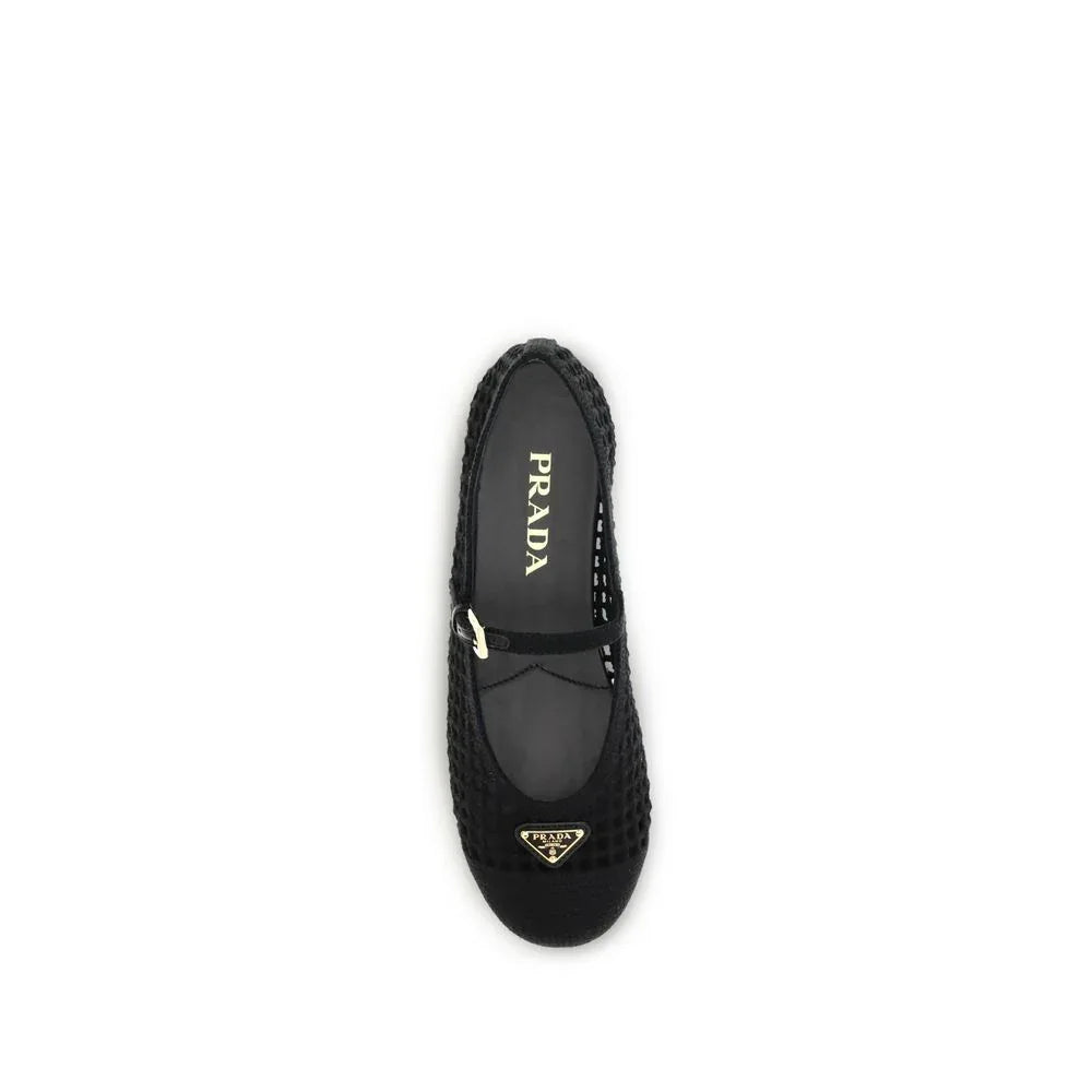 Prada Black Cotton Ballet Flats - Zeiniez