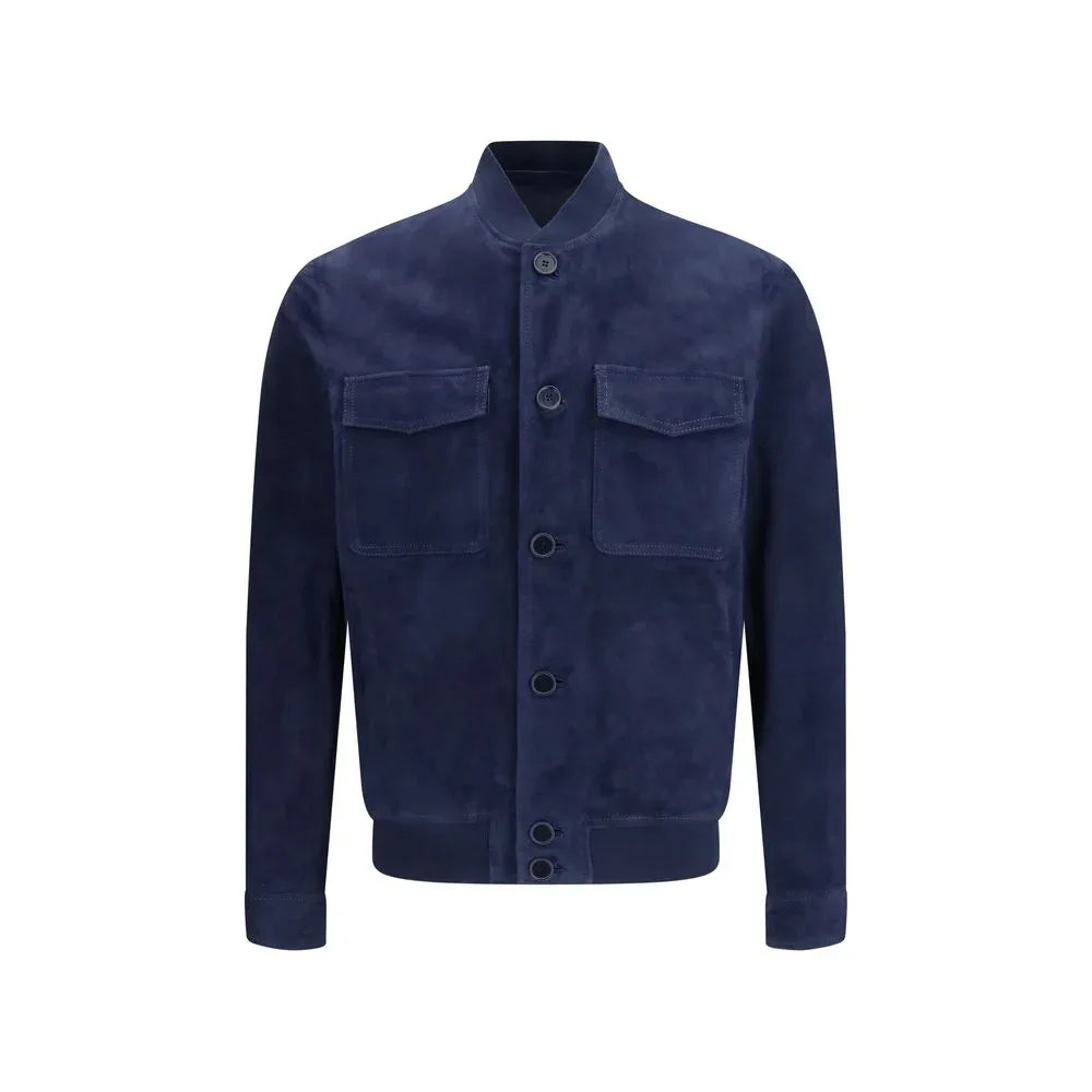 Salvatore Santoro Blue Calf Leather Bos Taurus Shell Jacket - Zeiniez