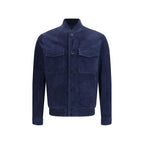Salvatore Santoro Blue Calf Leather Bos Taurus Shell Jacket - Zeiniez