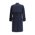 Burberry Blue Polyester Trench Coat - Zeiniez