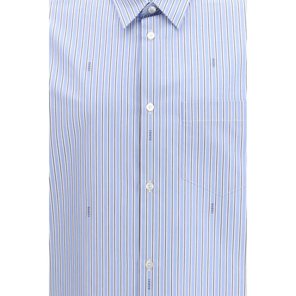 Gucci Blue Cotton Pattern Shirt - Zeiniez