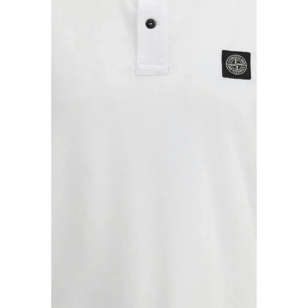 Stone Island White Cotton Polo Shirt - Zeiniez