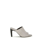 Brunello Cucinelli Gray Calf Leather Bos Taurus Mules - Zeiniez