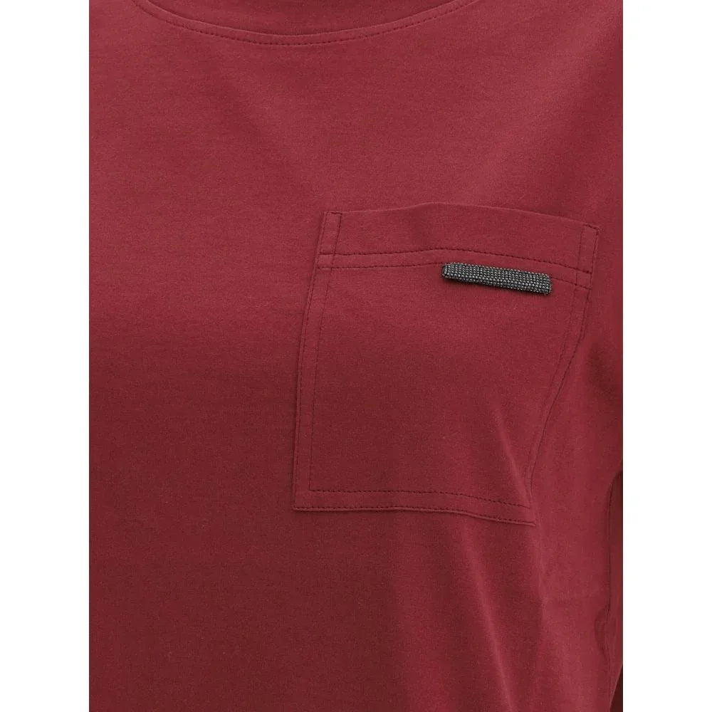 Brunello Cucinelli Bordeaux Cotton T-Shirt - Zeiniez