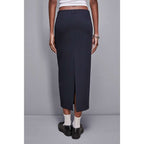 Patrizia Pepe Navy Blue Polyester Long Skirt