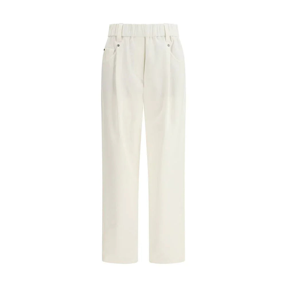 Brunello Cucinelli Beige Cotton Casual Pants - Zeiniez
