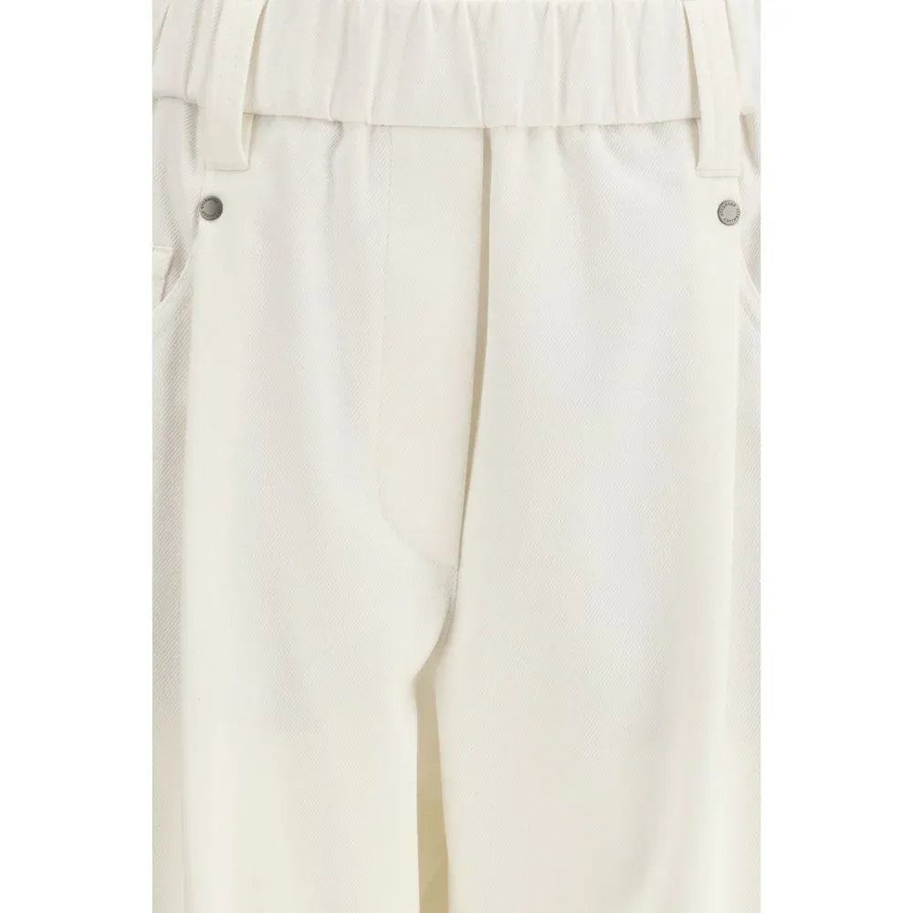 Brunello Cucinelli Beige Cotton Casual Pants - Zeiniez
