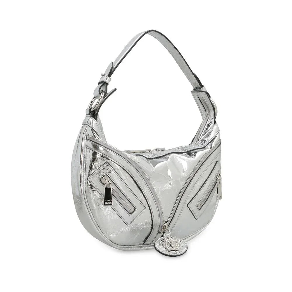 Versace Silver Lamb Leather Shoulder Bag - Zeiniez